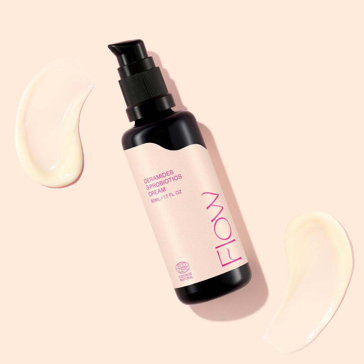 Flow Cosmetics Ceramides & Probiotics -kasvovoide atooppiselle ja herkälle iholle Ecocert Cosmos Natural