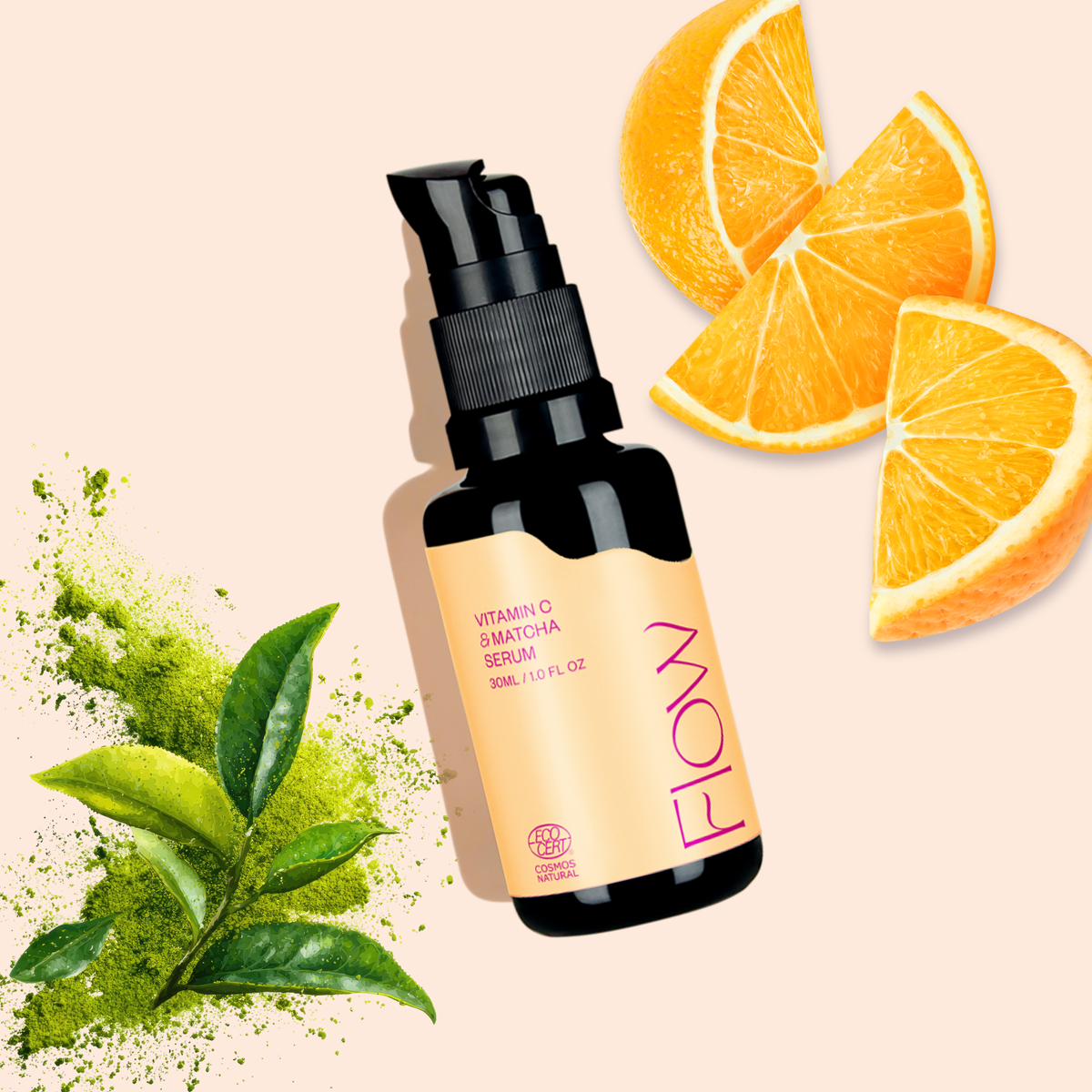 Flow Cosmetics Vitamin C & Matcha -kirkastava seerumi Ecocert Cosmos Natural