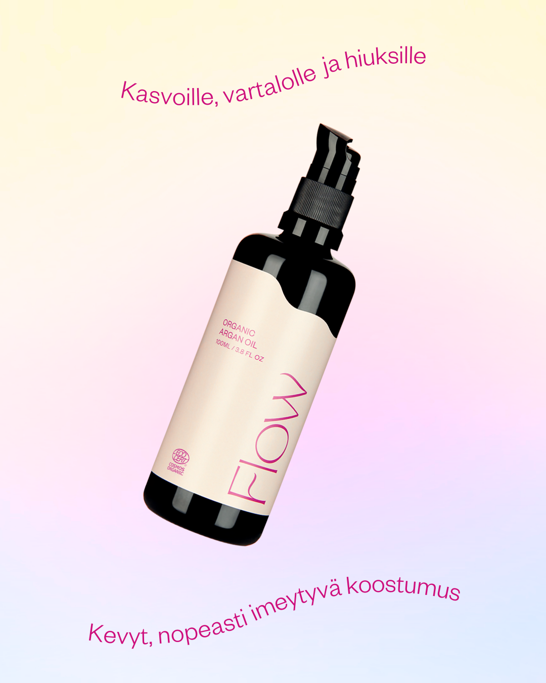 Argan Oil ihonhoitoöljy Cosmos Organic kasvoille, vartalolle ja hiuksille (pumpulla)