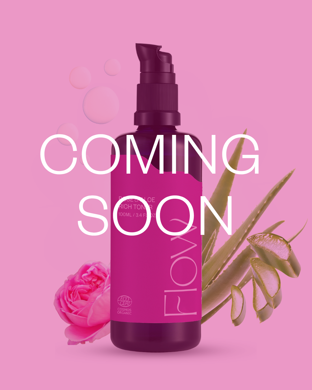Luonnonkosmetiikan uutuustuote: Flow Cometics Rose & Aloe Rich Toner -syväkosteuttava hoitoneste kaikille ihotyypeille Ecocert COSMOS Organic