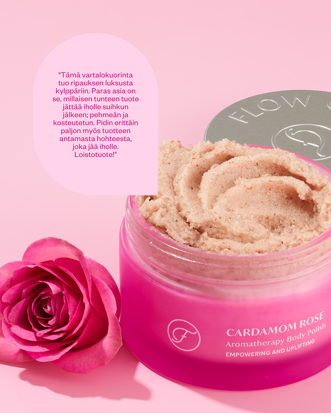 Cardamom Rose -aromaterapeuttinen vartalokuorinta