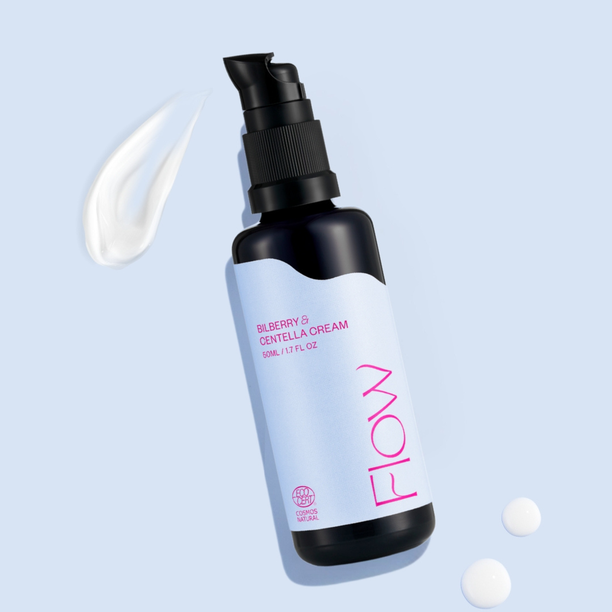 Flow Cosmetics Bilberry & Centella Cream -kasvovoide normaalille ja sekaiholle Ecocert Cosmos Natural